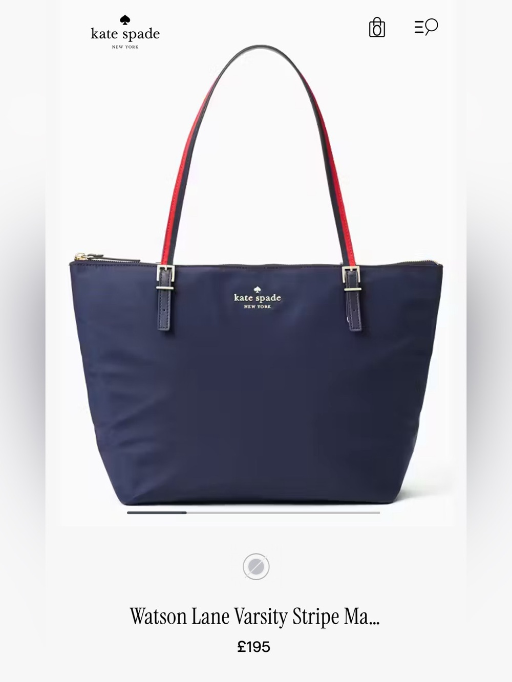 kate spade navy tote with red-trim handles - Picture 7 of 7